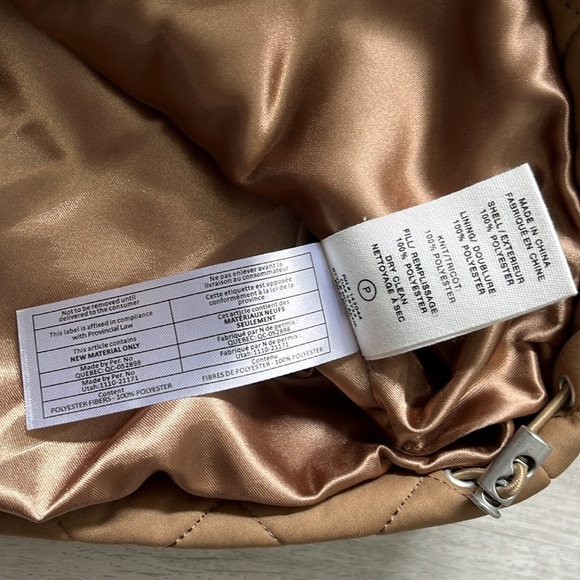 Avec Les Filles Quilted Crop Jacket Coat Full‎ Zip Orange Caramel Tan Women’s XS - Picture 8 of 11